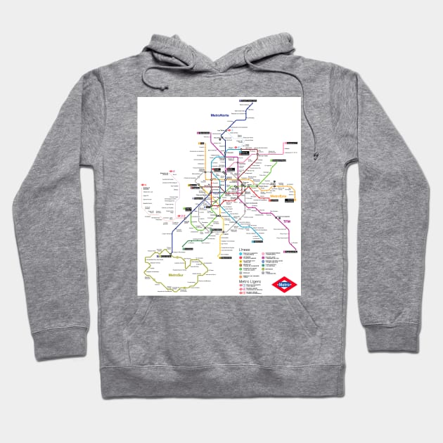 Madrid subway map Hoodie by Superfunky